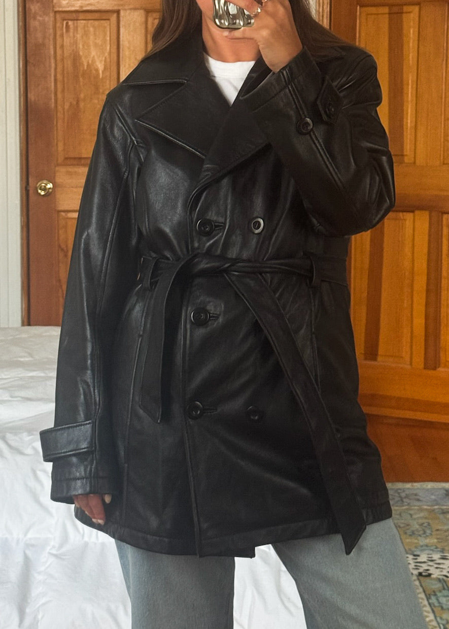 wilsons genuine leather | belted jacket