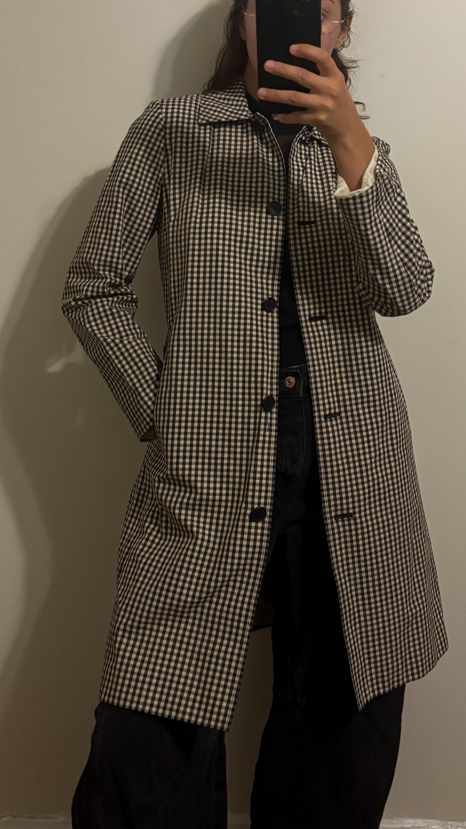 brooks brothers | tan and black gingham jacket