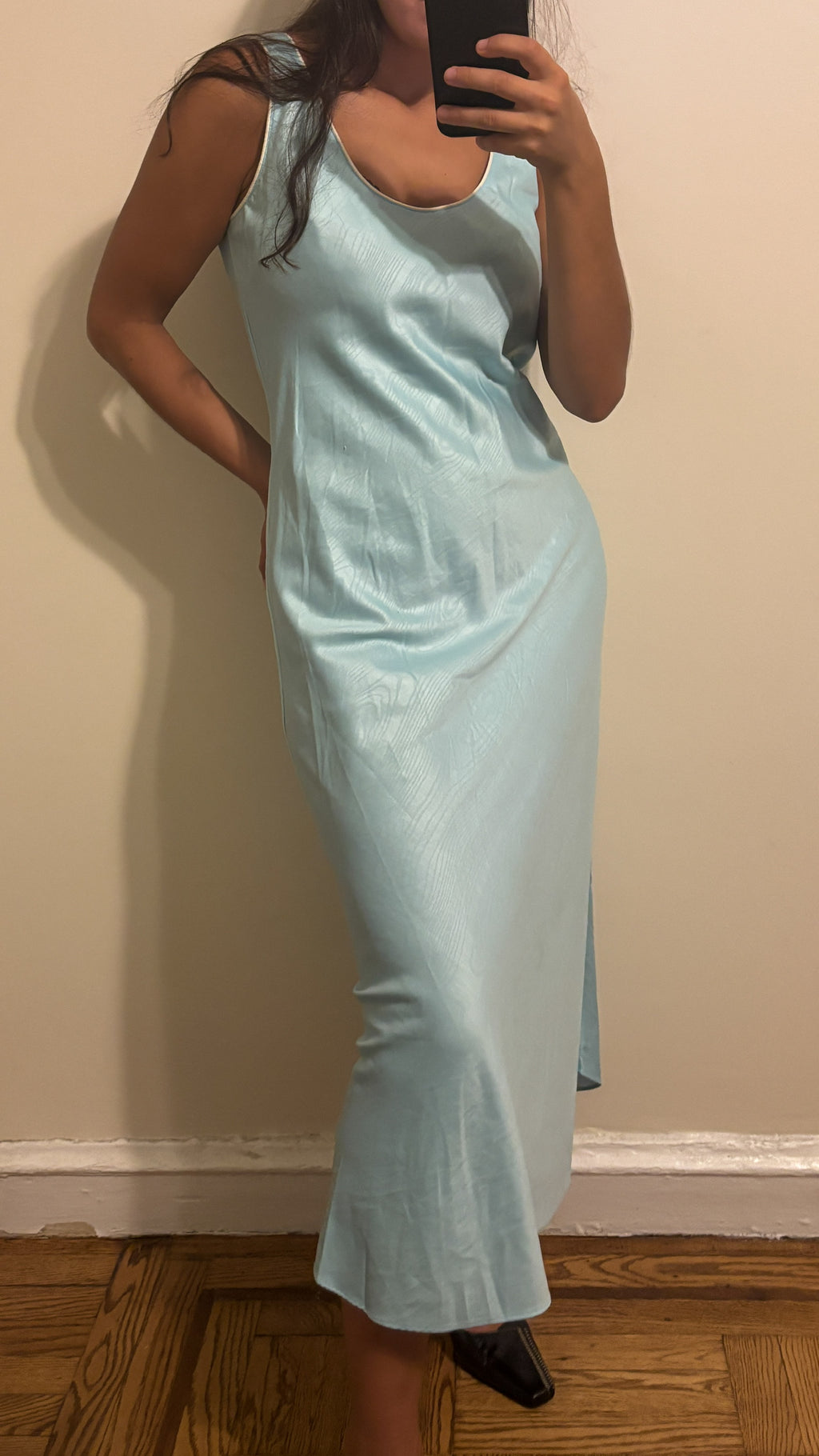 light blue slip dress