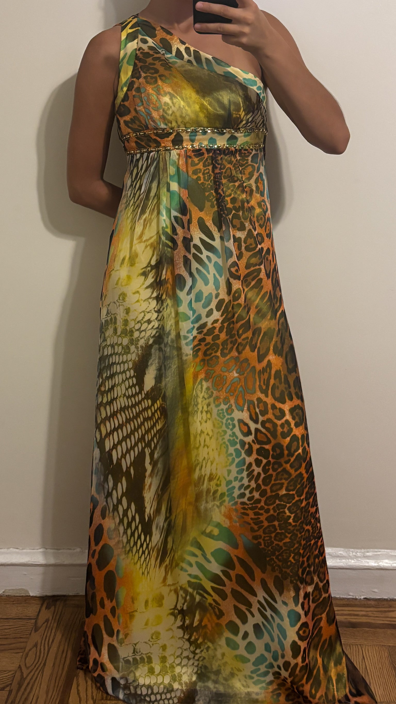 snakeskin cheetah long gown