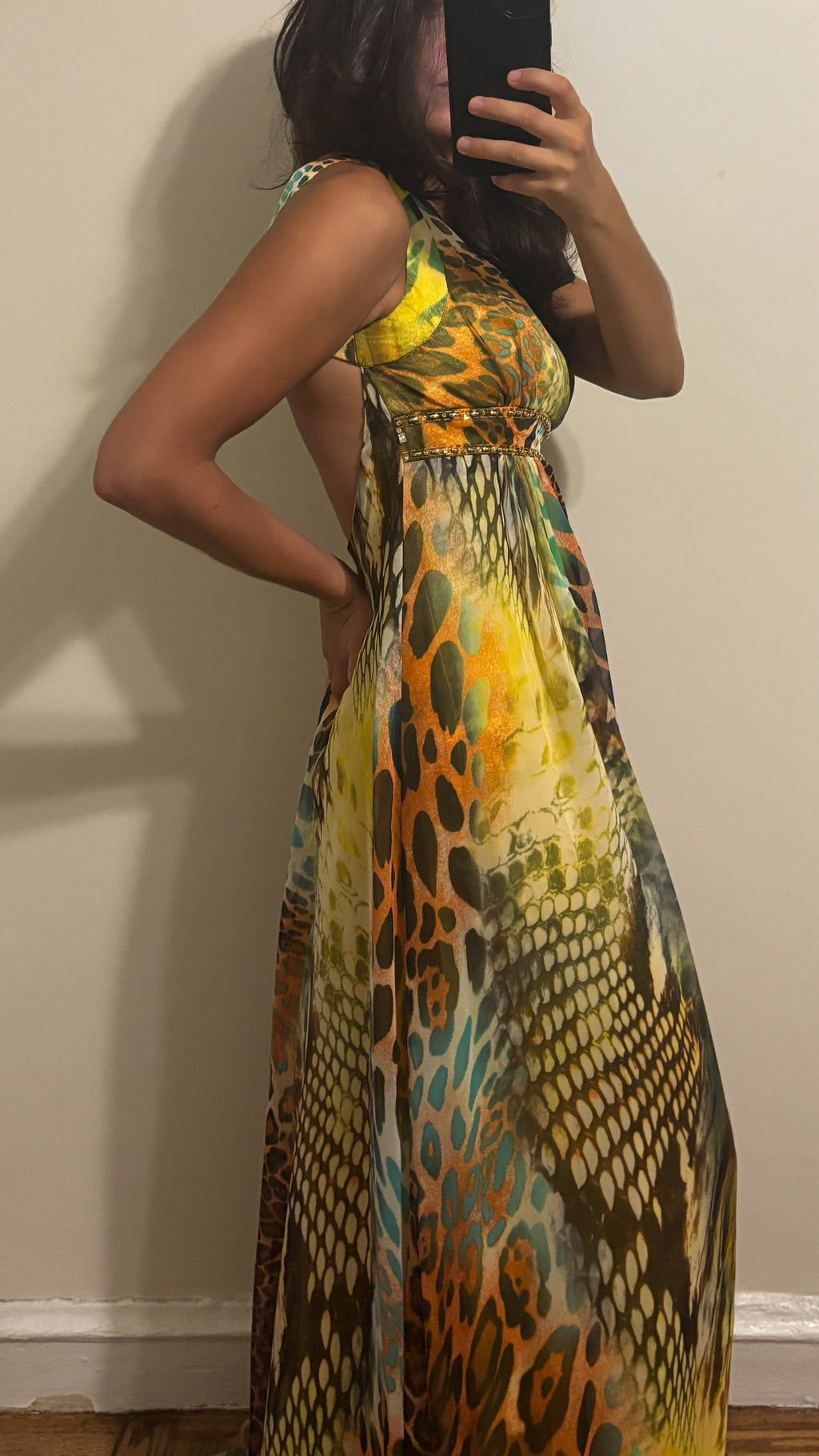snakeskin cheetah long gown