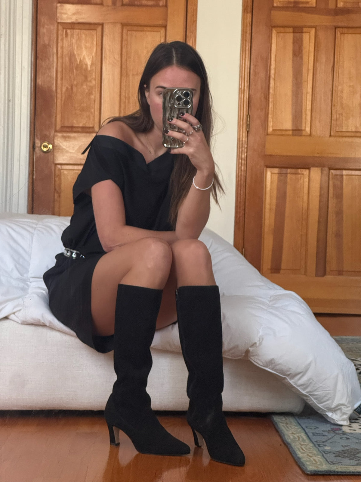 nine west | black suede boots