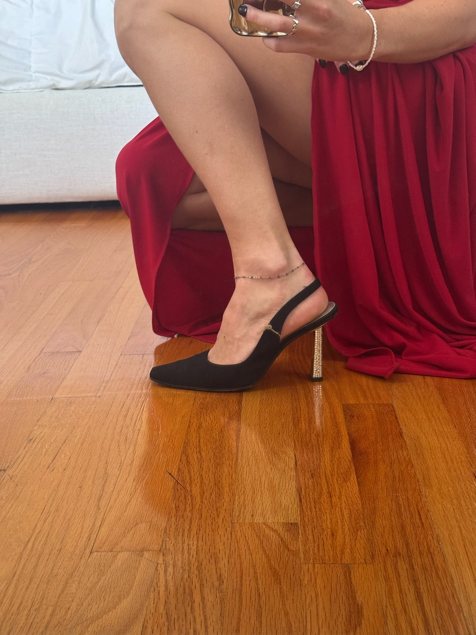 stuart weitzman | black crystal slingbacks