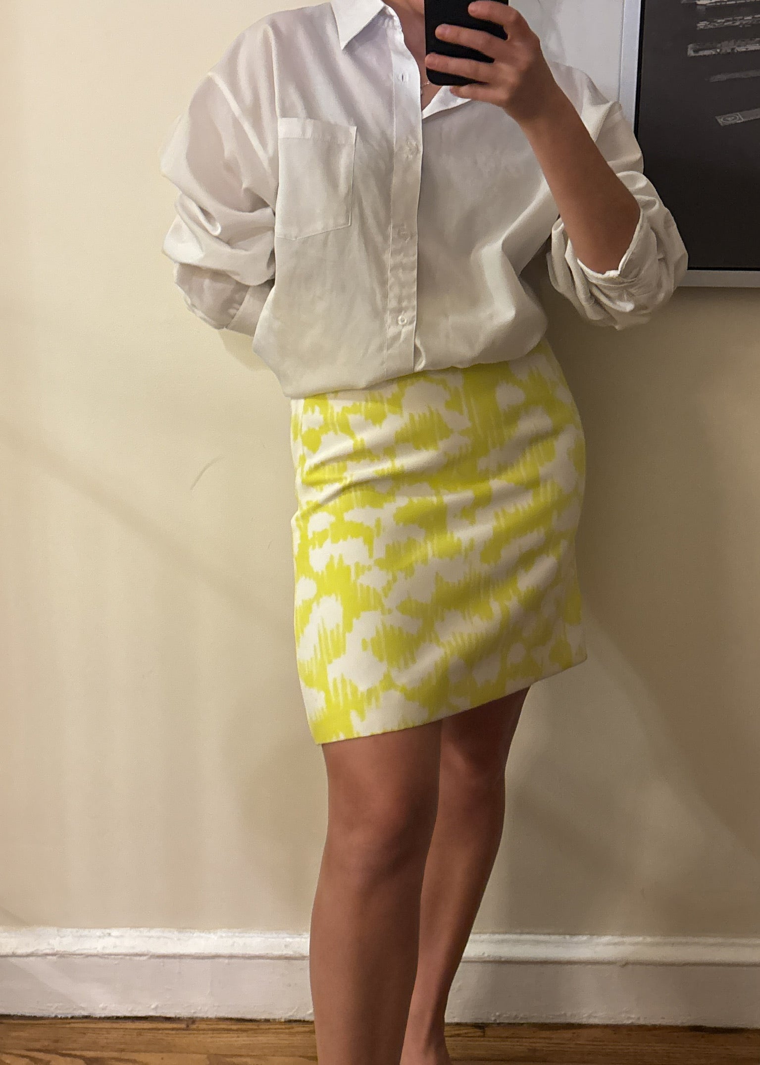 balenciaga | yellow patterned skirt