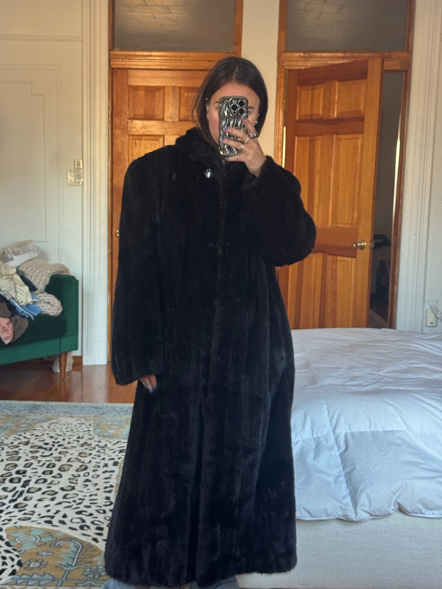 long brown mink coat