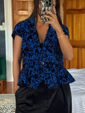love moschino | blue velvet peplum top