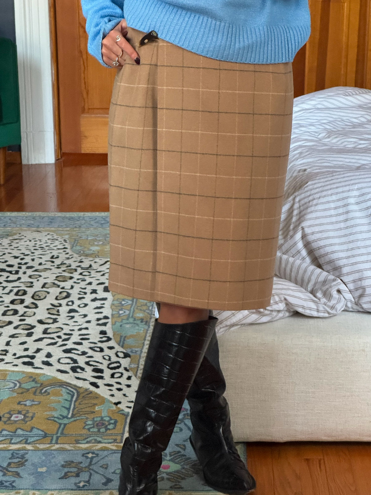 talbots | 100% wool checkered skirt