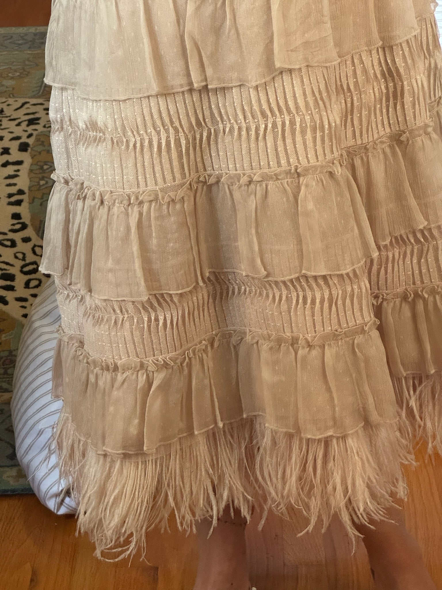 bcbg maxazria | lace feather dress