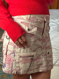 pink camo embroidered skirt
