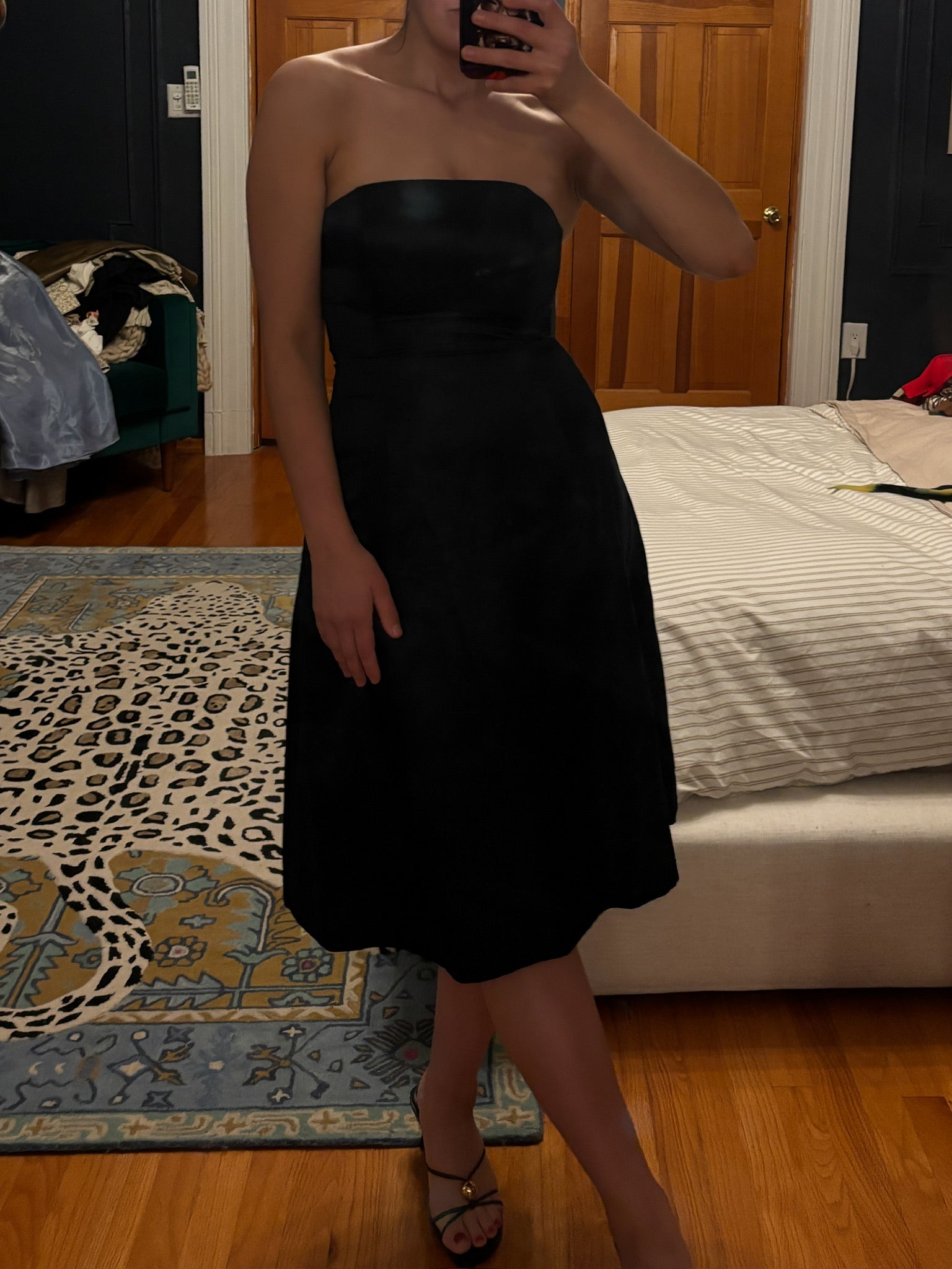 banana republic | 100% silk black midi cocktail dress